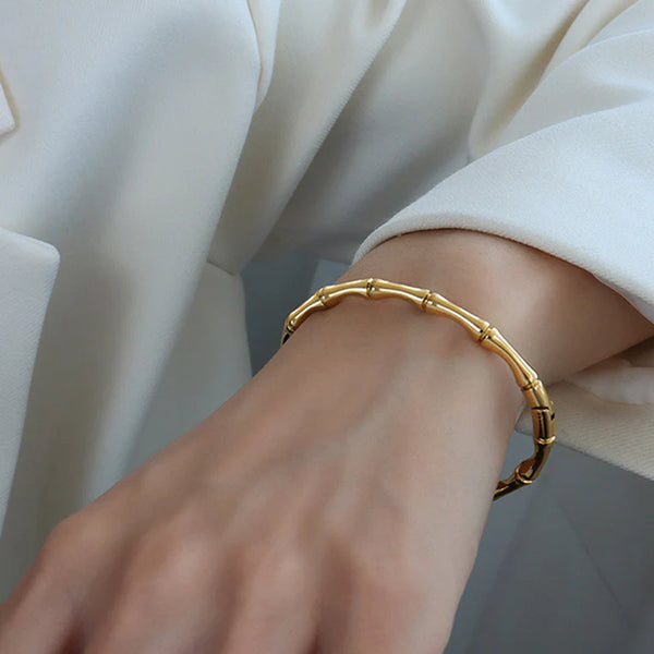 Bamboo Glow Gold Plated Cuff