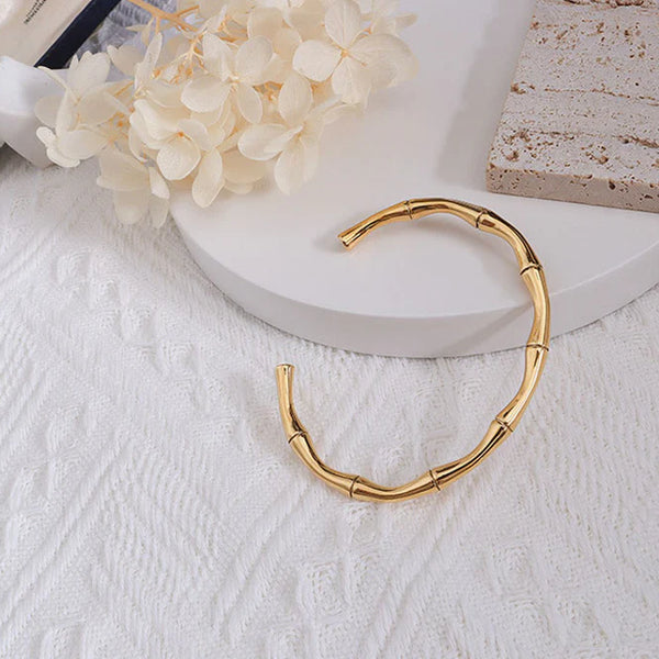 Bamboo Glow Gold Plated Cuff