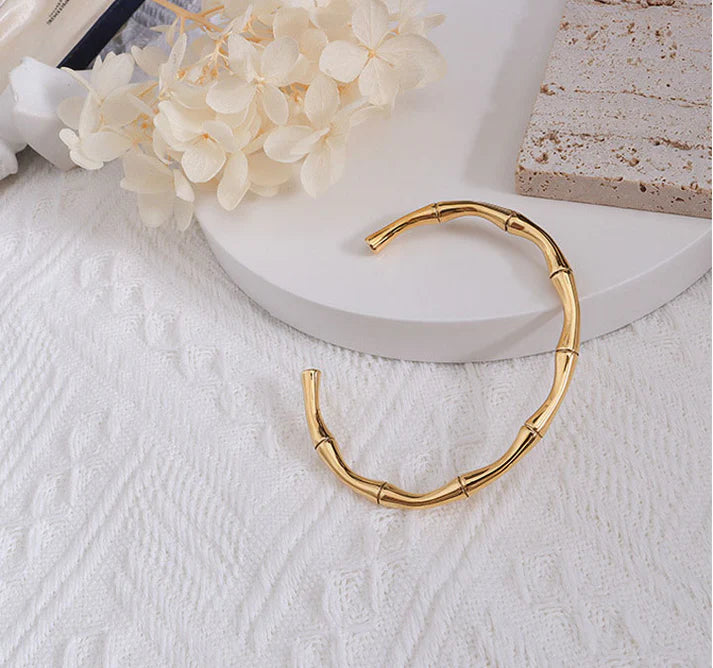 Bamboo Glow Gold Plated Cuff