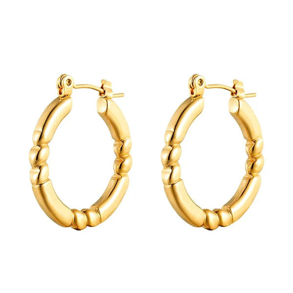 Bamboo Groove Gold Hoops