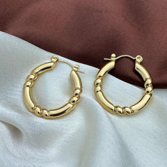Bamboo Groove Gold Hoops
