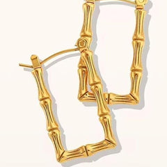 Bamboo Rectangle Gold Plated Earrings