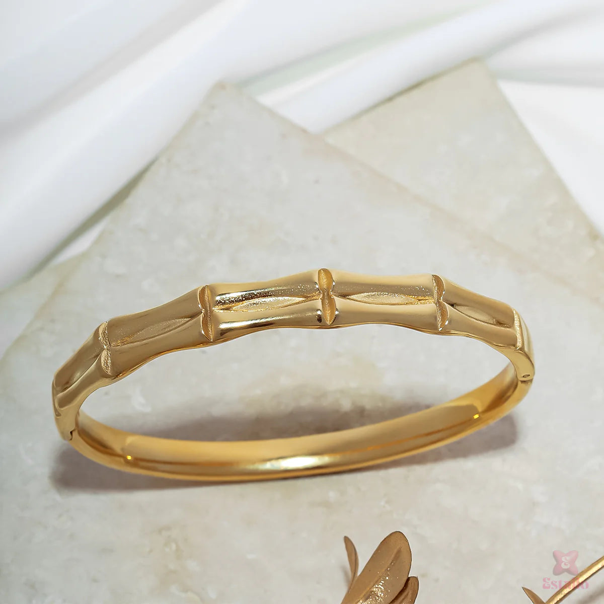 Bamboo Whisper Gold Plated Cuff Bracelet