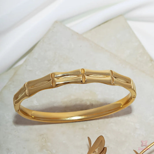 Bamboo Whisper Gold Plated Cuff Bracelet