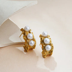 Baroque Pearl Gold Plated Hoop Earrings
