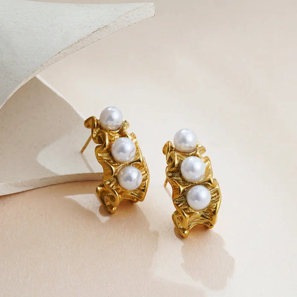 Baroque Pearl Gold Plated Hoop Earrings