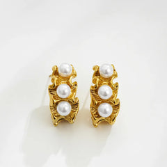 Baroque Pearl Gold Plated Hoop Earrings