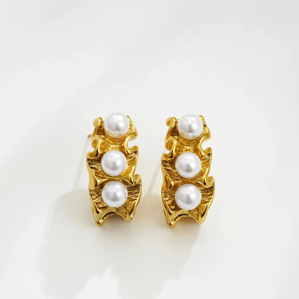 Baroque Pearl Gold Plated Hoop Earrings