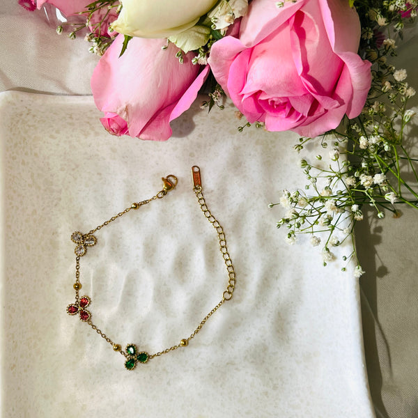 Blossom Bliss Floral Charm Chain Bracelet