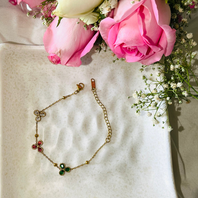 Blossom Bliss Floral Charm Chain Bracelet