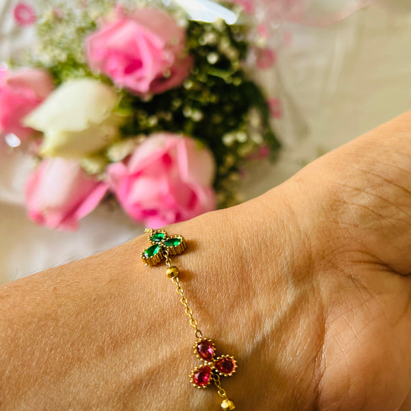 Blossom Bliss Floral Charm Chain Bracelet