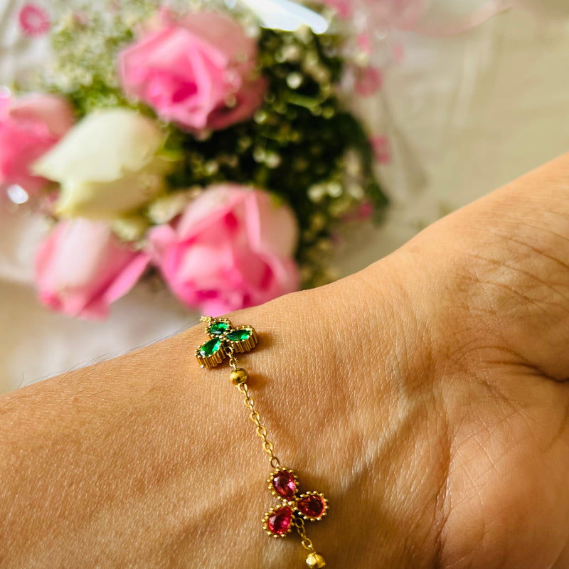 Blossom Bliss Floral Charm Chain Bracelet