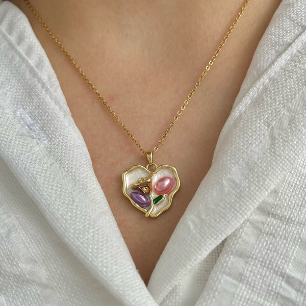 Blossom Heart Pearl Necklace