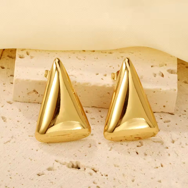 Bold Triangle Gold Plated Earrings