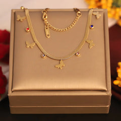 Butterfly Gem Charm Necklace