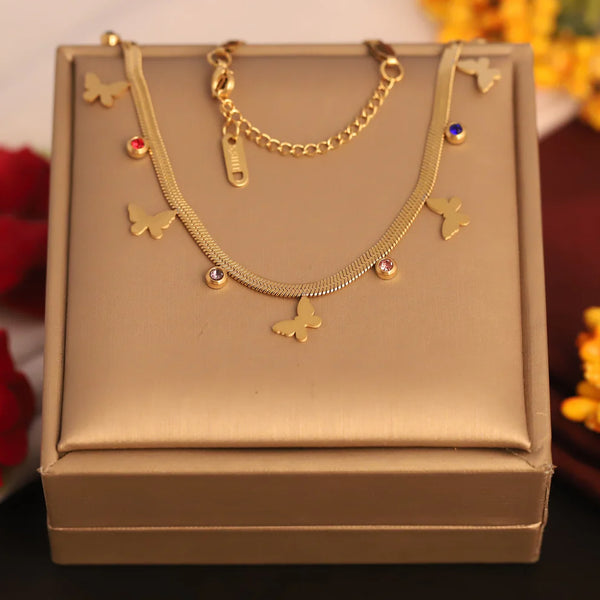 Butterfly Gem Charm Necklace