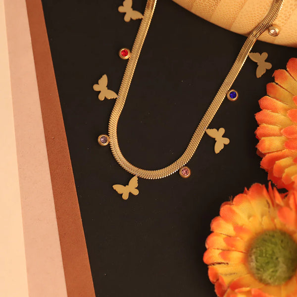 Butterfly Gem Charm Necklace