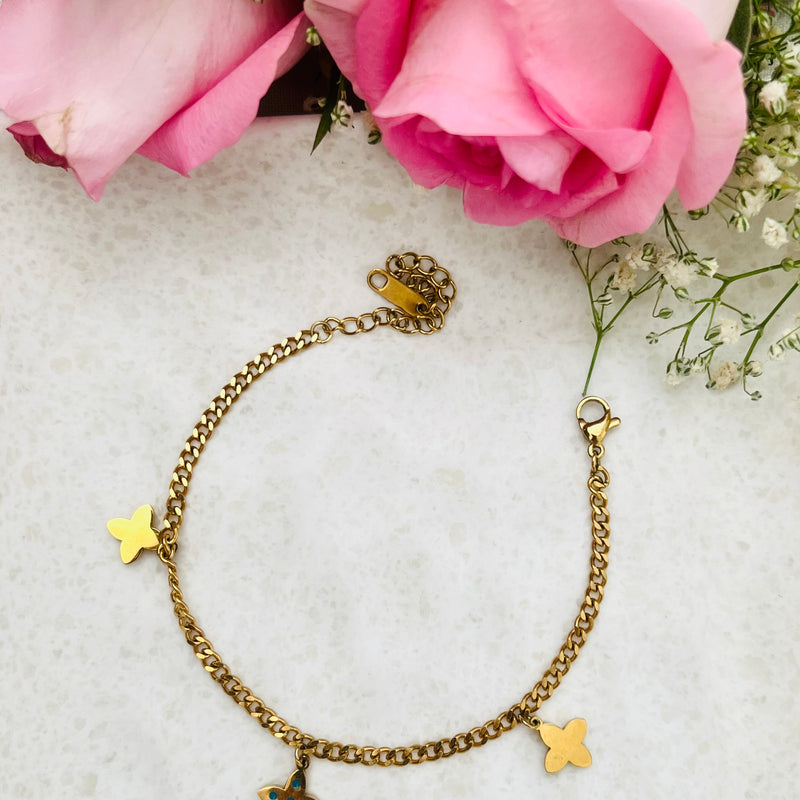 Butterfly Whispers Gold Charm Chain Bracelet