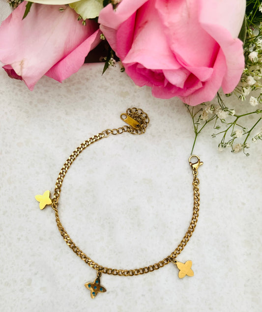 Butterfly Whispers Gold Charm Chain Bracelet
