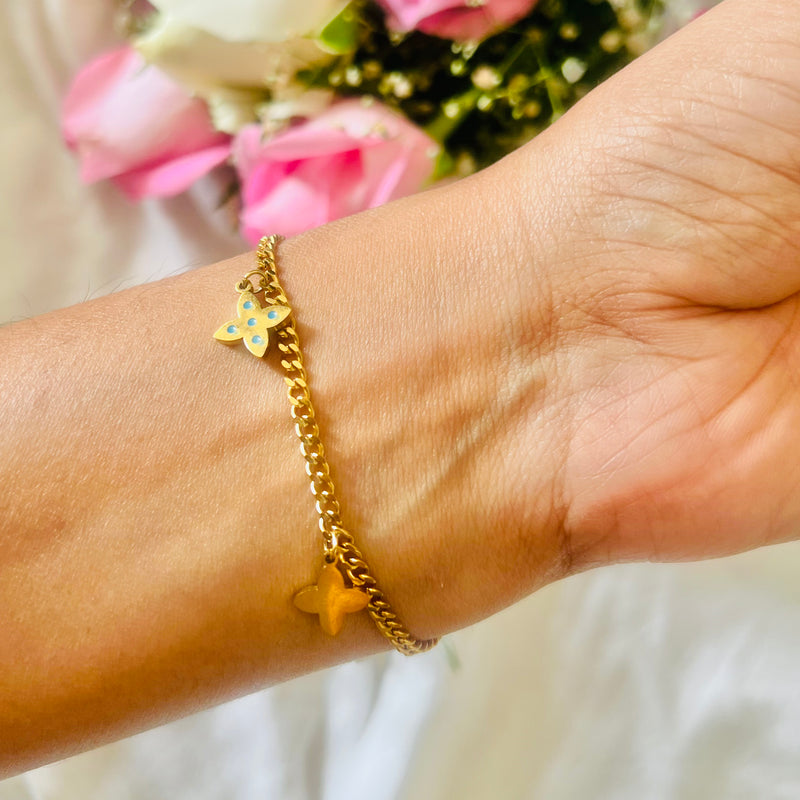 Butterfly Whispers Gold Charm Chain Bracelet