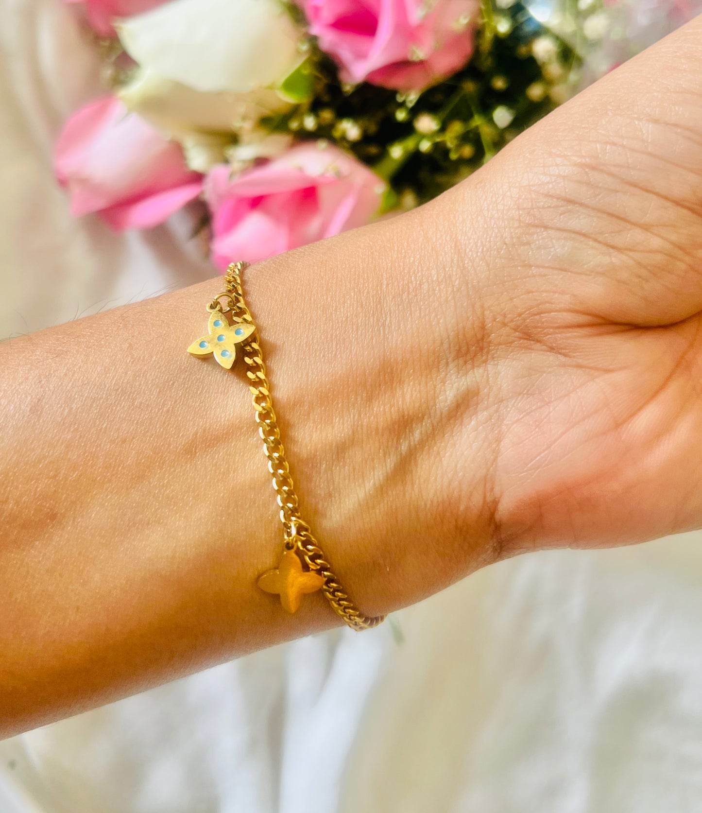 Butterfly Whispers Gold Charm Chain Bracelet
