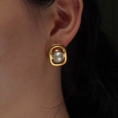 Celestia Geo Pearl Studs