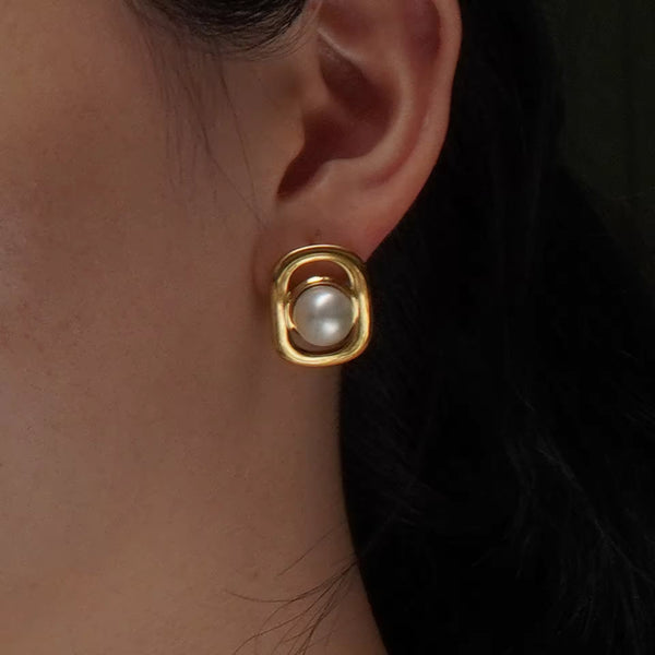 Celestia Geo Pearl Studs