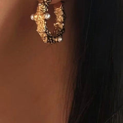 Celestia Pearl Textured Hoops