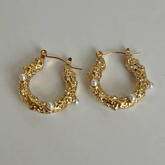 Celestia Pearl Textured Hoops