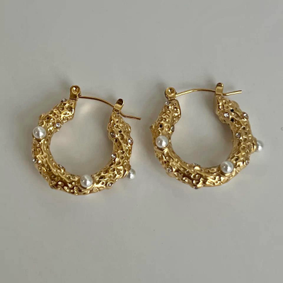 Celestia Pearl Textured Hoops