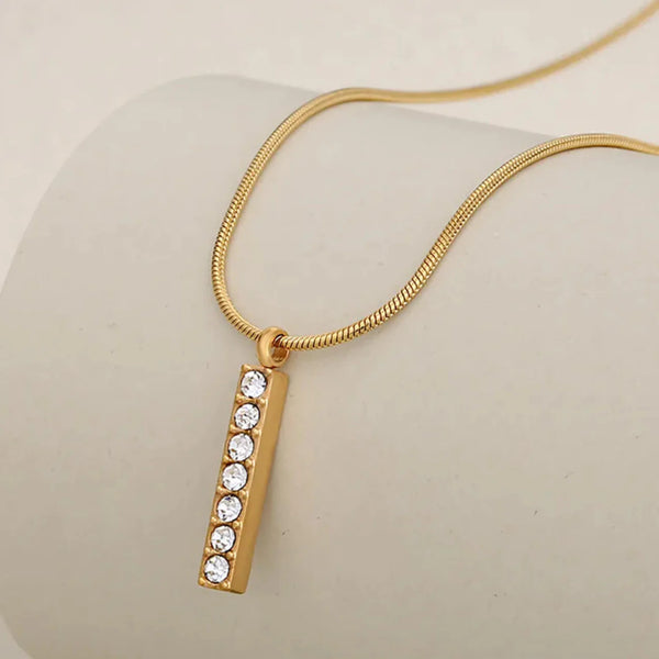 Celestial Bar Crystal Pendant Necklace