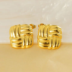 Chunky Woven Gold Plated Earrings