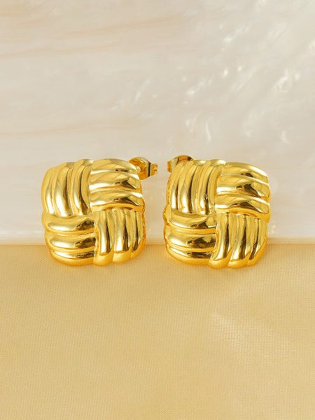 Chunky Woven Gold Plated Earrings