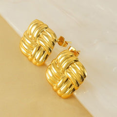 Chunky Woven Gold Plated Earrings