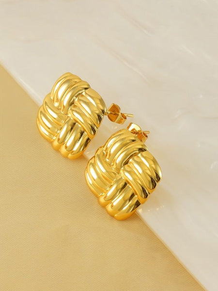 Chunky Woven Gold Plated Earrings