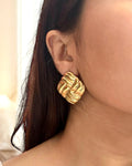 Chunky Woven Gold Plated Earrings