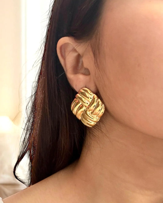 Chunky Woven Gold Plated Earrings