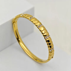 Crystal Accent Gold Plated Bangle