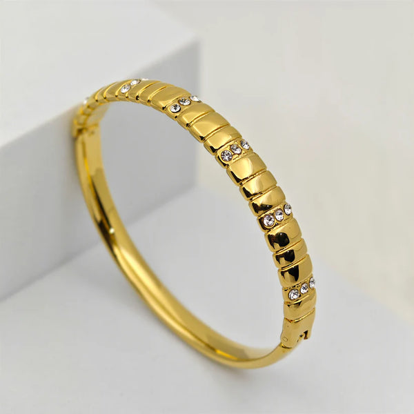 Crystal Accent Gold Plated Bangle