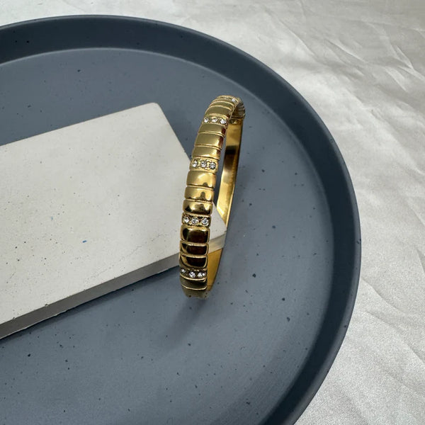 Crystal Accent Gold Plated Bangle