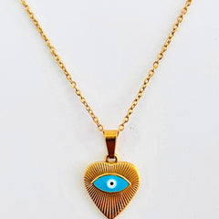 Dainty Evil Eye Heart Necklace