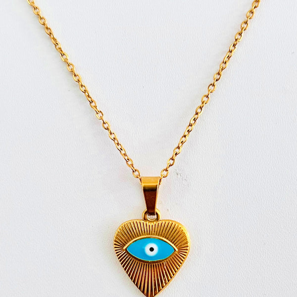 Dainty Evil Eye Heart Necklace