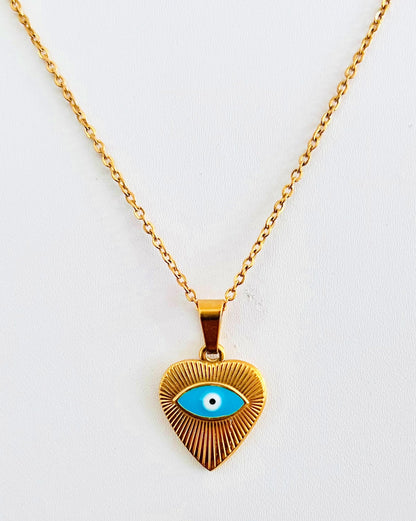 Dainty Evil Eye Heart Necklace