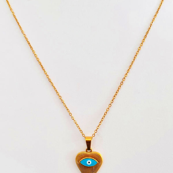 Dainty Evil Eye Heart Necklace