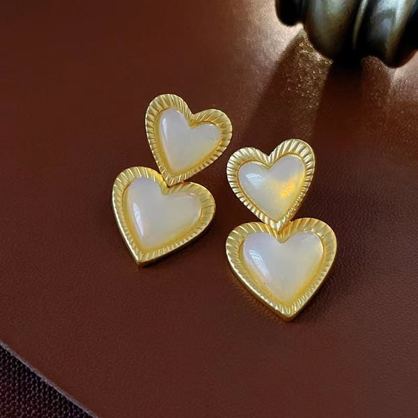Double Heart Gold Plated Earrings – Modern Romantic Studs
