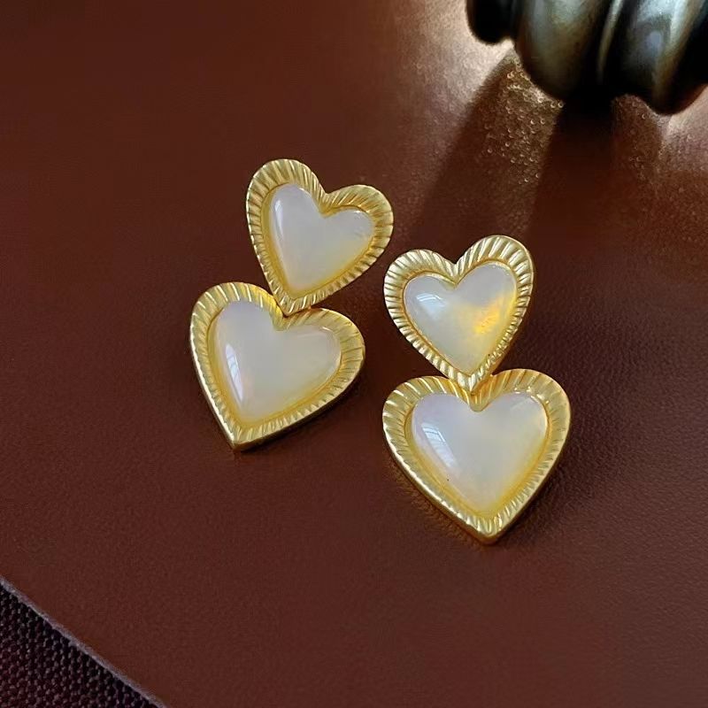 Double Heart Gold Plated Earrings – Modern Romantic Studs