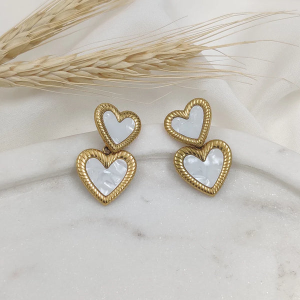 Double Heart Gold Plated Earrings – Modern Romantic Studs