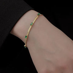 Emerald Baguette Gold Plated Bracelet