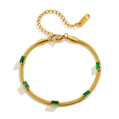 Emerald Baguette Gold Plated Bracelet
