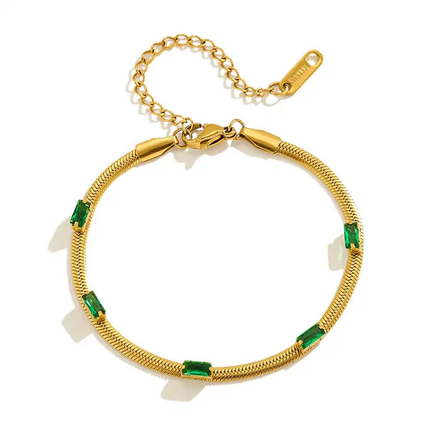 Emerald Baguette Gold Plated Bracelet